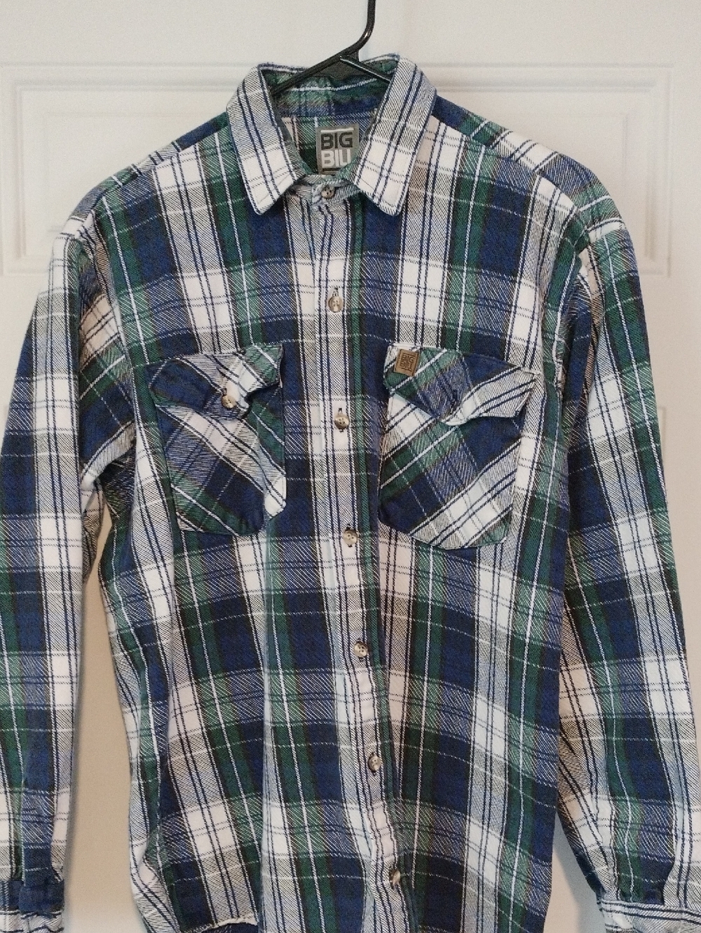 Big Bill Men's Blue & Green Plaid Button-Down Shirt